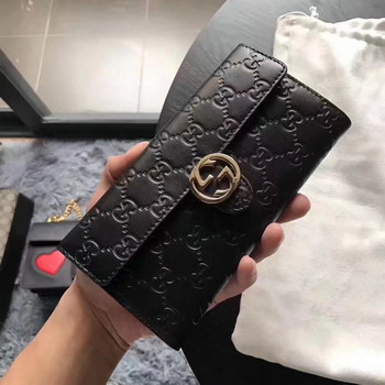 Replica Gucci 369663 Lcon Gucci Signature Wallet Black