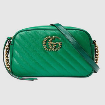 Replica Replica Gucci 447632 GG Marmont Small Shoulder Bag Green