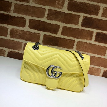 Replica Original Copy Replica Gucci 443497 GG Marmont Small Shoulder Bag Pastel Yellow Diagonal Matelasse Leather
