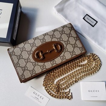 Replica Copy Gucci 621892 Women Gucci Horsebit 1955 Wallet with Chain Brown Leather Details