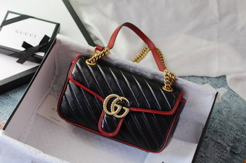 Replica Replica Gucci 574969 GG Marmont Super Mini Bag Black Leather