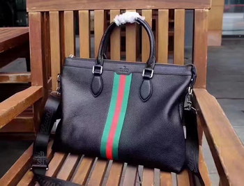 Replica Gucci 0263 1 Webby Leather Briefcase Black