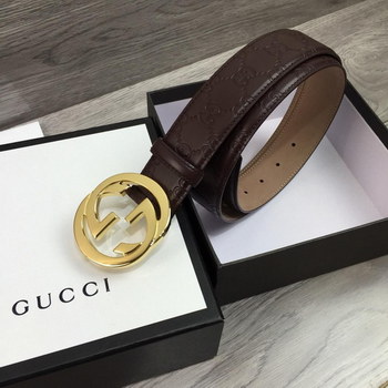 Replica Gucci Width 4cm Men Belt Brown With Gold Buckle 043