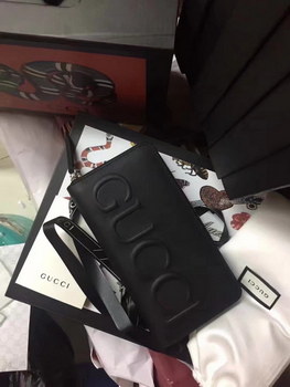 Replica Gucci 2017 Embossed GG Leather Wallet Black