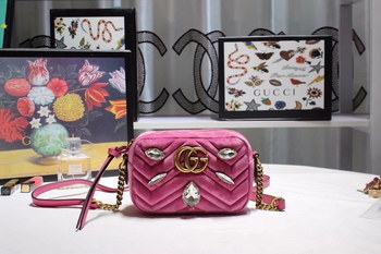 Replica Gucci 448065 GG Marmont Mini Bag Pink Velvet