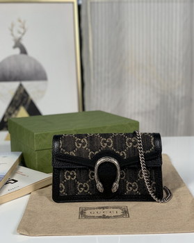 Replica Copy Gucci 476432 Dionysus GG Super Mini Bag Black and Ivory GG Denim Jacquard