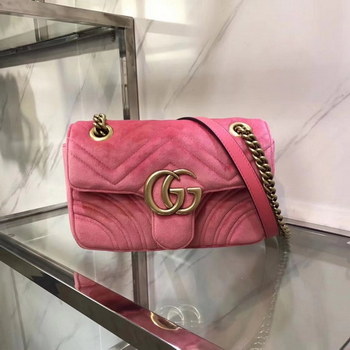 Replica Original Gucci ?446744 GG Marmont Velvet Mini Bag Pink