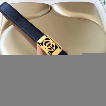 Replica Cheap Replica Gucci Men Leather Black Belt Width 35cm With Gold Buckle 061