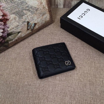 Replica Replica Gucci 233100 1 Men Small Wallet Black Gucci Signature Soft Leather