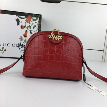Replica Gucci 499621 Crocodile Small Shoulder Bag Red