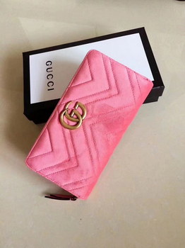 Replica Gucci 443123 Velvet GG Marmont Zip Around Wallet Pink