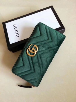 Replica Gucci 443123 Velvet GG Marmont Zip Around Wallet Green