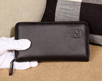 Replica 2017 New Gucci 53086 2 Men Leather Wallet Black