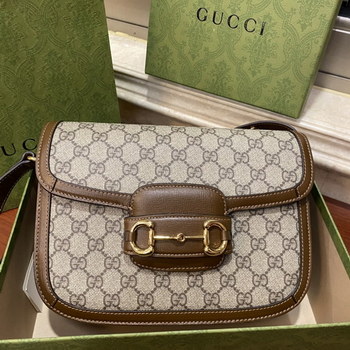 Replica Nice Review Gucci Horsebit 1955 Shoulder Bag Beige Ebony GG Supreme Canva 602204 Copy