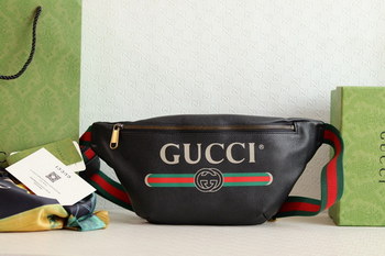 Replica Top Sale Gucci Grained Calfskin Gucci Print Belt Bag Black 226591 In USA Replica