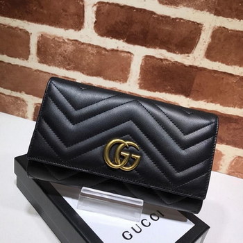Replica Replica Gucci Women GG Marmont Continental Wallet Black 443436