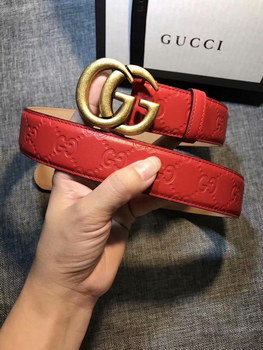 Replica Cheap Replica Gucci Women Leather Belt Red Width 35cm With Gold Buckle 080