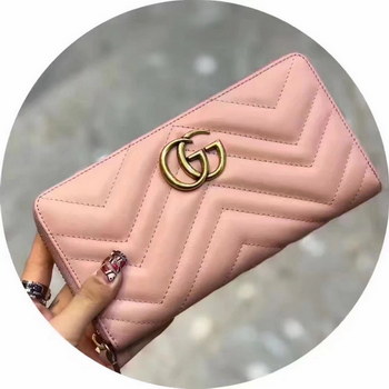 Replica Gucci 443123 GG Marmont Zip Around Wallet Light Pink
