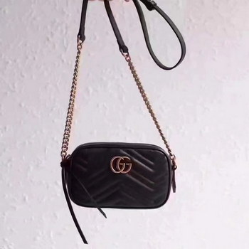 Replica Gucci 448065 GG Marmont Matelasse Mini Bag Black