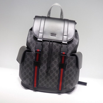 Replica Imitation Gucci 495563 GG Black Backpack For Men Black Grey Soft GG Supreme For Sale Online