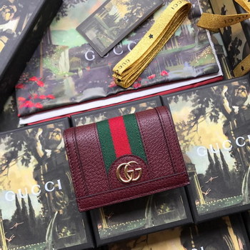 Replica Copy Gucci 523155 Women Ophidia Card Case Wallet Dark Red