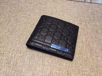 Replica Replica Gucci 233100 Men Small Wallet Black Gucci Signature Soft Leather