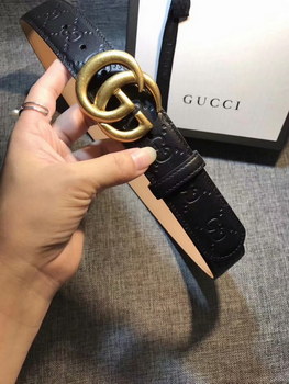 Replica Cheap Replica Gucci Women Leather Belt Black Width 35cm With Gold Buckle 082