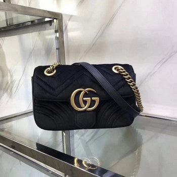 Replica Original Gucci ?446744 GG Marmont Velvet Mini Bag Black