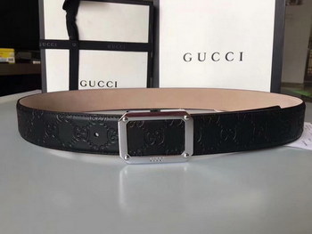 Replica Cheap Replica Gucci Men Leather Belt Width 38cm With Silver Rotating Buckle 069