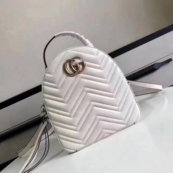 Replica Top Quality Gucci 476671 GG Marmont Quilted Leather Backpack White