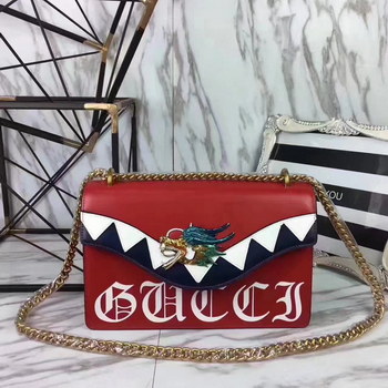 Replica Gucci 466404 Naga Dragon Leather Shoulder Bag Red