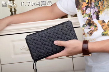 Replica 2017 New Gucci 7064 Men Leather Wallet Black