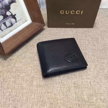 Replica Replica Gucci 322114 Men Leather Wallet Double G Black Leather