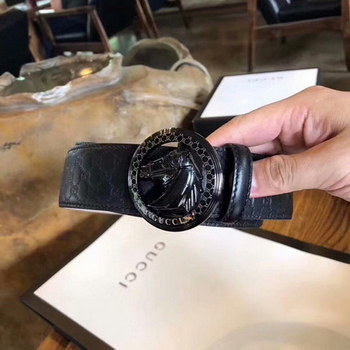 Replica Cheap Replica Gucci Leather Black Belt Width 38cm With Black Buckle 057