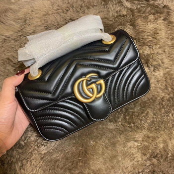 Replica Replica New Gucci 446744 GG Marmont Matelasse Mini Bag Black