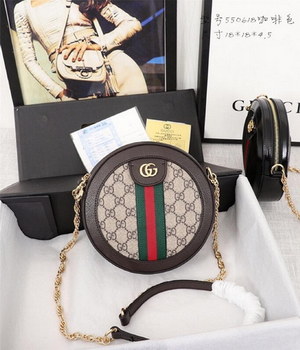 Replica Perfect Replica Gucci 550618 Women Ophidia Mini GG Round Shoulder Bag Coffee
