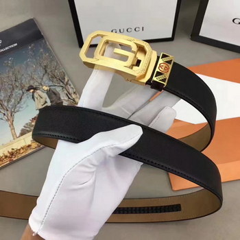 Replica Gucci Leather Blet 34cm With Gold Double G Buckle 007
