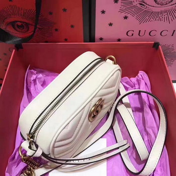 Replica Gucci 448065 GG Marmont Matelasse Mini Bag White