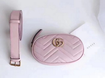 Replica Gucci 476434 GG Marmont Matelasse Leather Belt Bag Pink