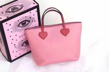 Replica Gucci 457195 Childrens Leather Hearts Tote Bag Pink
