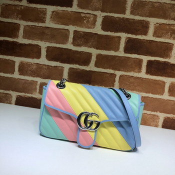 Replica Original Copy Gucci 443497 GG Marmont Small Shoulder Bag Multicolored Pastel Diagonal Matelasse Leather