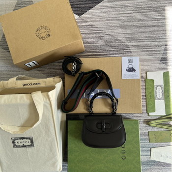 Replica Replica Gucci Mini Top Handle Bag with Bamboo Black 686864 High End