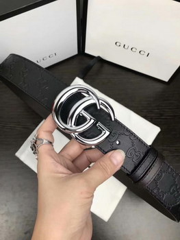 Replica Cheap Replica Gucci Men Leather Belt Width 38cm With Silver Gold Buckle 064