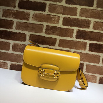 Replica New Replica Gucci 602204 Horsebit 1955 Small Shoulder Bag Yellow Leather