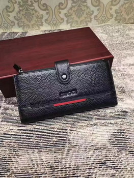 Replica Gucci 201702 Men Leather Hasp Wallet Black