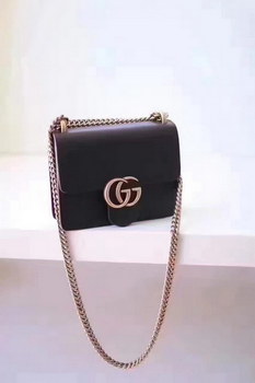 Replica Top Gucci 401232 GG Marmontleather Mini Chain Bag Black