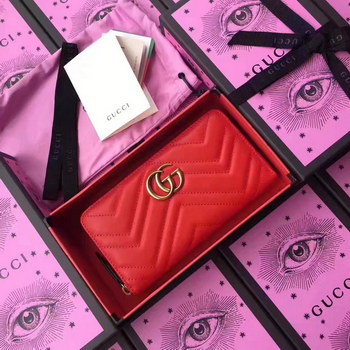 Replica Gucci 443123 GG Marmont Zip Around Wallet Red