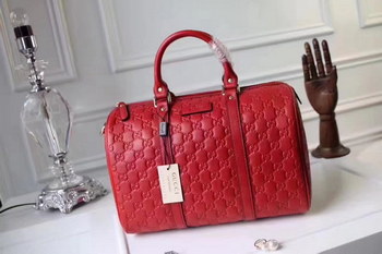 Replica Gucci Signature Leather Women Boston Tote Bag Red
