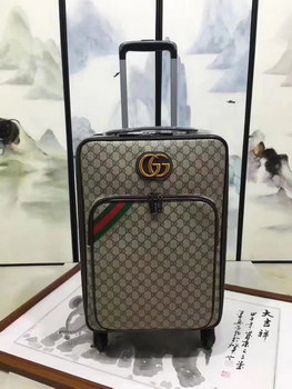 Replica Gucci Luggage GG Supreme 20 inch Khaki Gold