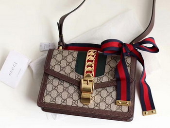 Replica Discount Gucci 431666 New Sylvie GG Supreme Chain Bag Brown
